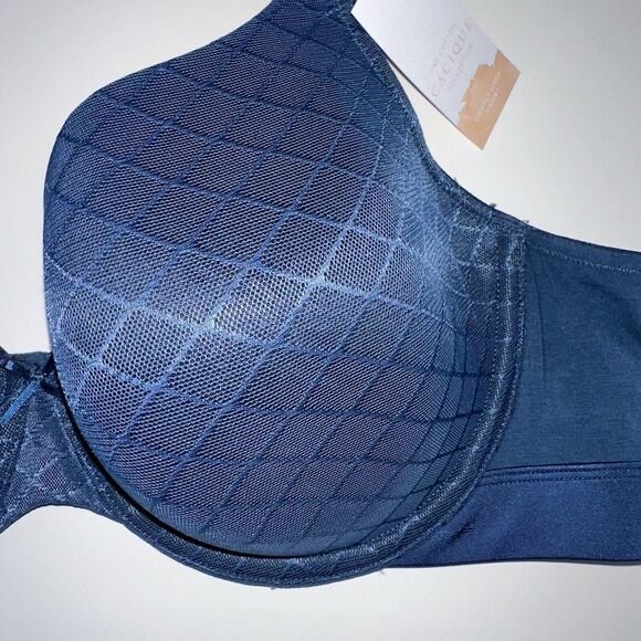 Cacique Blue Lightly Lined T-Shirt Bra NWT Size 44C Underwire Diamond Pattern - Picture 3 of 11